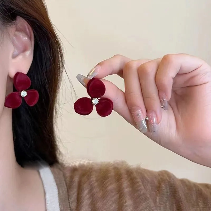 RED - BROWN - BLACK FLORES EARRING