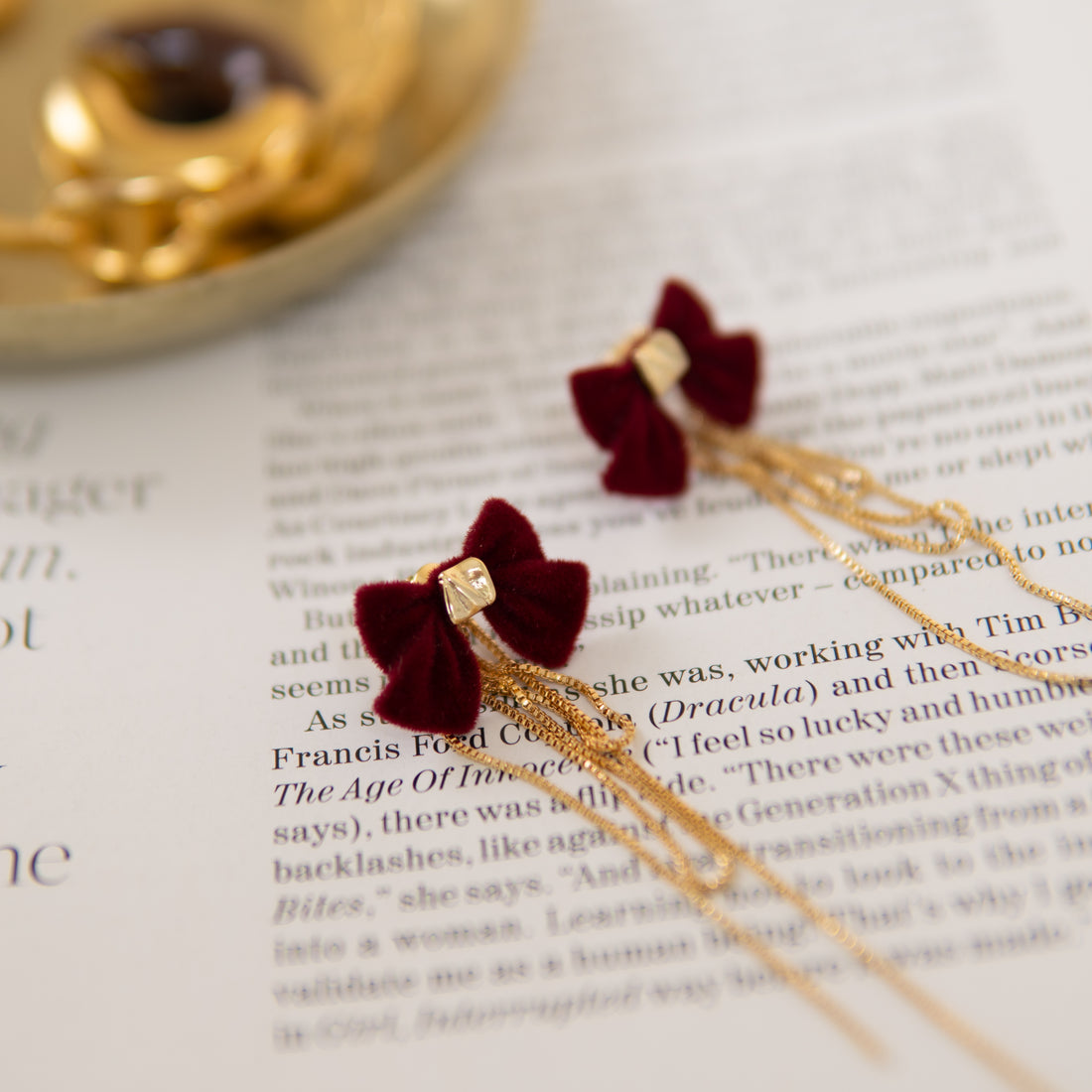 Red bow tie earrings