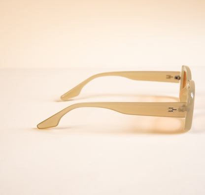 Beige Sunglasses With Gradient Orange Lenses