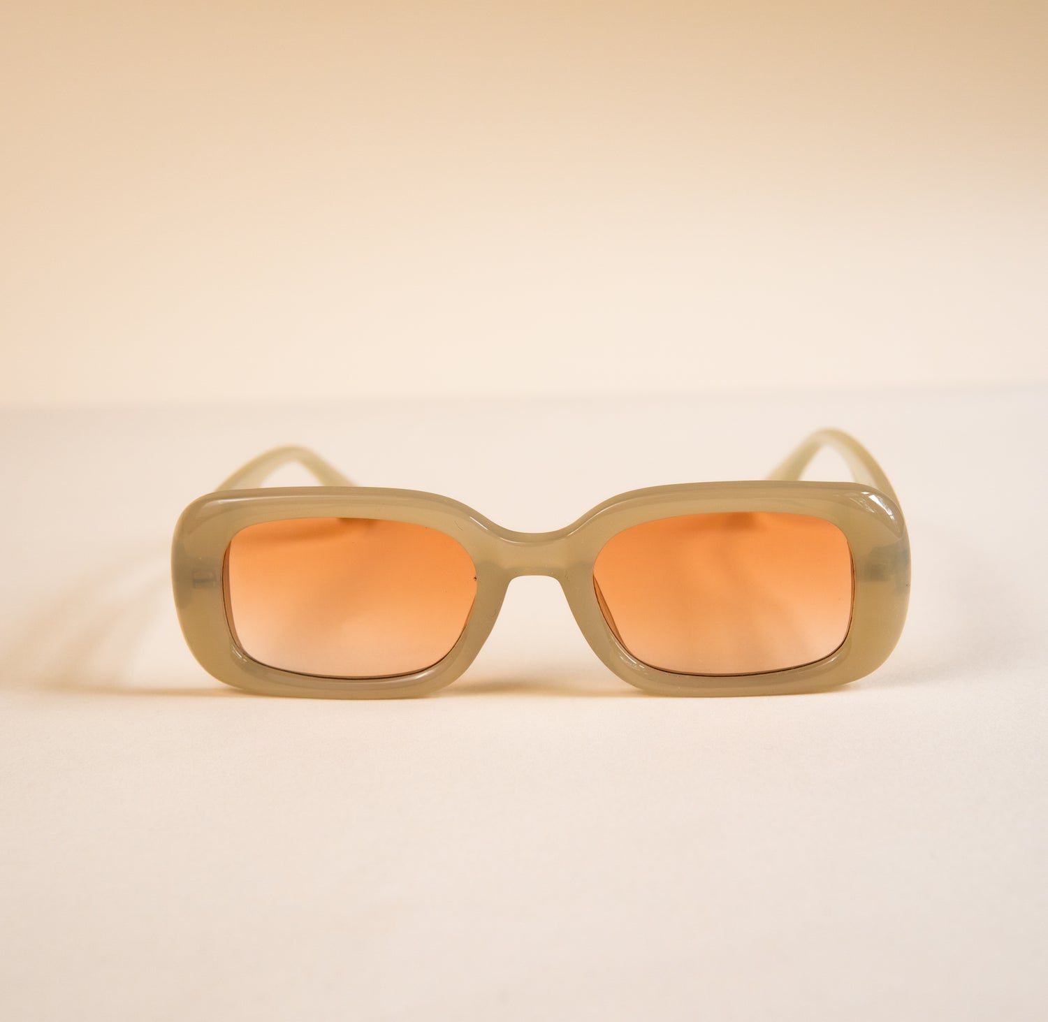 Beige Sunglasses With Gradient Orange Lenses