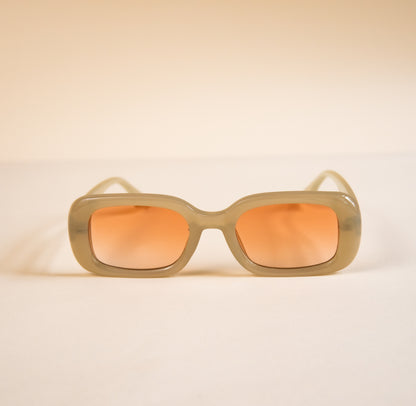 Beige Sunglasses With Gradient Orange Lenses