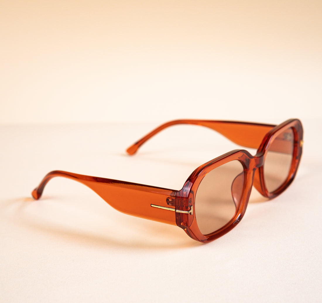 Ruby Orange Semi-Transparent Square Sunglasses